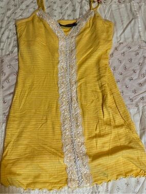 Yellow Lace-Trim Top